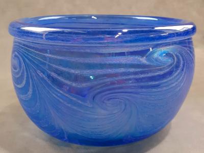 #10262624 Bowl blue wave Iridised 3.75''HX6.25''W $90.00