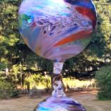 #08042521 three Hanging Ball Sculpture Iridised  Lg-6.25'' Med-5'' Sm-4''  22'' Long $180.00