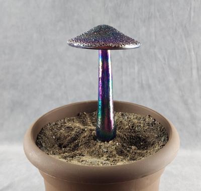 #04152456 mushroom with glass stake 7''Hx4''W $70
