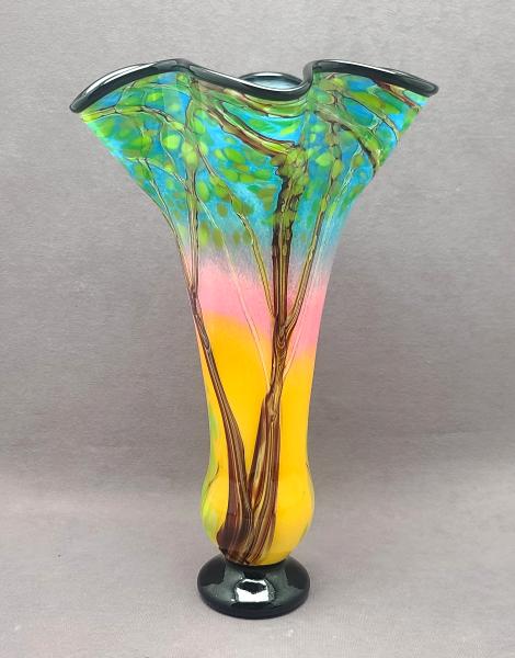 #04252215 sunset vase 14.5''Hx8.5''Wx3.5''B $280