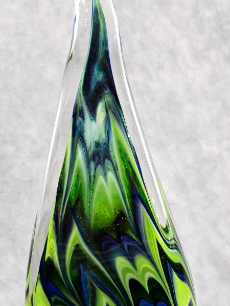 #02072612 Solid Glass Sculpture SeaHawks 12th Man sound wave design 12.5''HX4.25''WX3.5''B $175.00