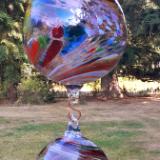 #08042519 three Hanging Ball Sculpture Iridised  Lg-6'' Med-4.75'' Sm-3.5''  21'' Long $180.00