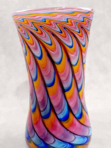 #01072609 Drinking glass Rainbow Tie-Die colors  6.5''HX3.5''W $90.00