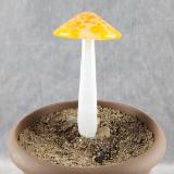 #04122410 GLOW IN THE DARK mushroom on glass stake 7.5''H x 4''W $80