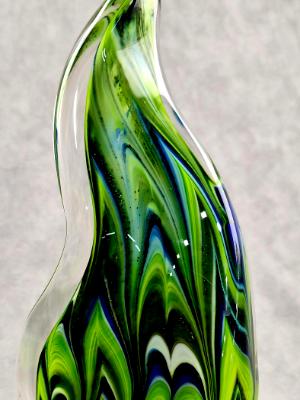 #02072611 Solid Glass Sculpture SeaHawks 12th Man sound wave design 9.25''HX3.75''WX3.18''B $150.00