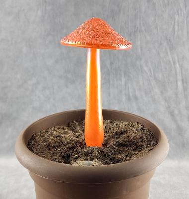 #04152461 mushroom with glass stake 8''Hx4''W $70