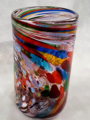 #10012517 drinking Glass confetti colors 5.25''HX3''W $70.00