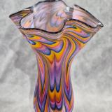 #07022606 Footed Fluted Vase Rainbow TieDie 10.5''HX7.25''WX3.25''B $150.00