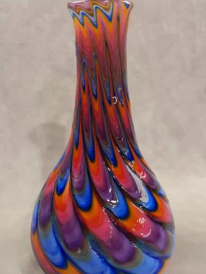 #12152505 Vase 7.5''HX4''W rainbow Tie-die design $115.00