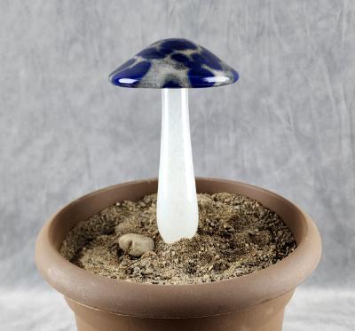 #04122426 GLOW IN THE DARK mushroom on glass stake 6.5''H x 4''W $80