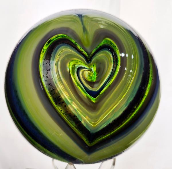 #02072605 Glass Float SeaHawks 12th Man Heart design 6.25'' $80.00