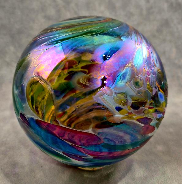 #04282602 Glass Float 6.25'' Confetti design, Iridized $65.00