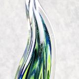 #02072613 Solid Glass Sculpture SeaHawks 12th Man sound wave design 15''HX3.5''WX3.25''B $200.00