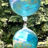 #07042510 Four Hanging Ball Sculpture Iridised Lg-7.25'' Med-6'' Sm-5'' Xsm-3.75'' 33'' Long $250.00