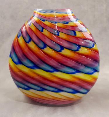 #12092505 Vase pillow 7''HX6.75''WX3.25''D rainbow tie dye design $125.00