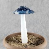 #04122401 GLOW IN THE DARK mushroom on glass stake 7.5''H x 4''W $80