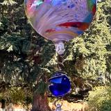 #08042521 three Hanging Ball Sculpture Iridised Upgrade  Lg-6.25'' Med-5'' Sm-4''  29'' Long $280.00