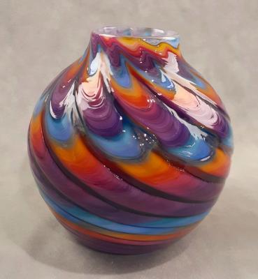 #12152506 Vase 5''HX4.75''W  rainbowTie-die design $115.00
