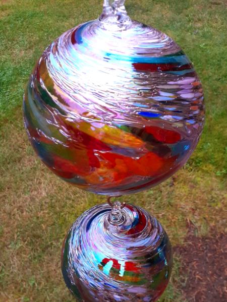 #10102504 Three ball hanging sculpture LG-6.25''  Med-4.75'' Sm-3.5''  Long-22'' $170.00
