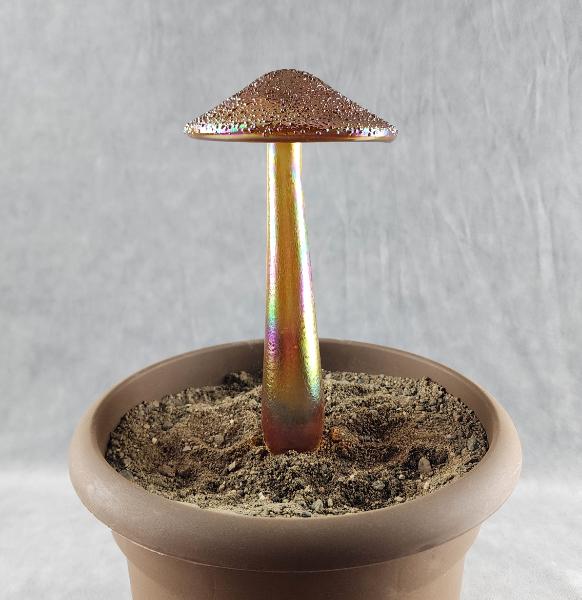 #04152451 mushroom with glass stake 8''Hx4''W $70