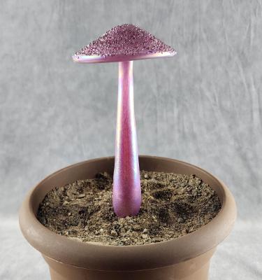 #04152441 mushroom with glass stake 8''Hx4''W $70