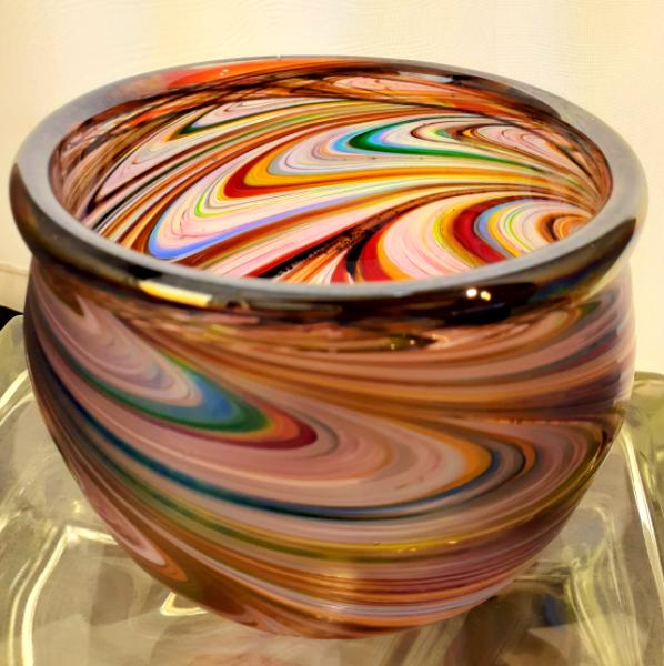 #01102602 Bowl multi color pull design 3.25''HX4.75''W $95.00