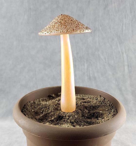 #04152449 mushroom with glass stake 8''Hx4''W $70