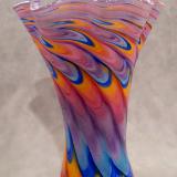 #896 #12092503 Vase 9.25''HX6''WX4''B rainbow tie dye design $125.00
