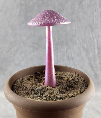 #04152438 mushroom with glass stake 8''Hx4''W $70