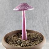 #04152438 mushroom with glass stake 8''Hx4''W $70