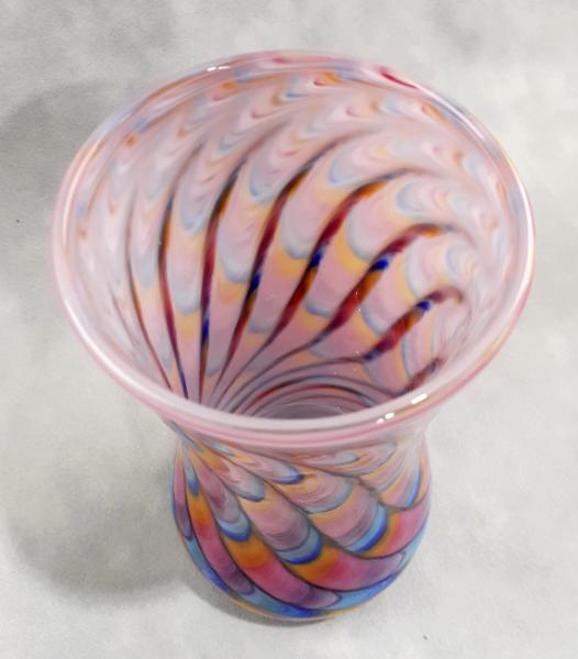 #01072610 Drinking glass Rainbow Tie-Die colors  6.5''HX3.5''W $90.00