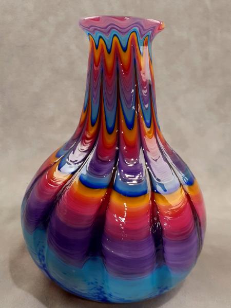 #12092502 Vase 7''HX5''W rainbow tie dye design $125.00