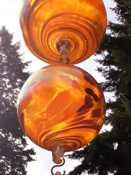 #07302512 Three Hanging Ball Sculpture Lg-7'' Med-5.5'' Sm-4.5'' Long-24'' $180.00