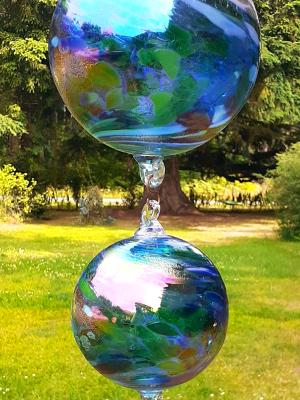 #07042512 Four Hanging Ball Sculpture Iridised Lg-8'' Med-6.25'' Sm-5'' Xsm-3.5'' 33'' Long $250.00 #07042512 Four Hanging Ball Sculpture Iridised Lg-8'' Med-6.25'' Sm-5'' Xsm-3.5'' 33'' Long $250.00