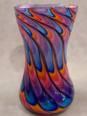 #12042504 Drinking glass 6''H X 3.5''W  Rainbow feather  design  $90.00