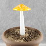 #04122411 GLOW IN THE DARK mushroom on glass stake 7.5''H x 4''W $80