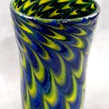 #10012522 drinking Glass silver blue & yellow colors 6.5''HX3''W $70.00