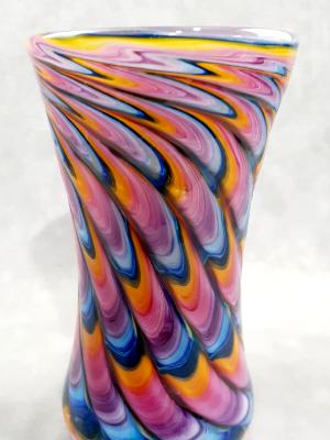 #01072608 Drinking glass Rainbow Tie-Die colors  6.5''HX3.5''W $90.00