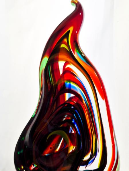 #05202601 solid sculpture rainbow flame 8.5''HX4.25''WX2.25''D $175.00