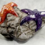 #01 #09162511 Two Starfish on rock Purple & Orange 6.25''HX10''WX7.5''D $280.00