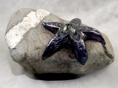 #09162509 Starfish on rock Purple 4.75''HX10.25''WX7.5''D $180.00
