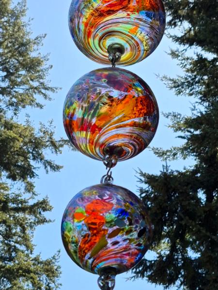 #05032601 Four Ball Hanging Sculpture Confetti Design LG-6.75'' Med-5.75'' Sm-4.75'' Xsm-3.5'' total length 31.5'' $225.00