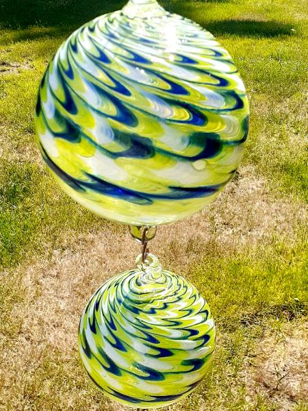 #08262502 Four Hanging Ball Sculpture SeaHawk Colors LG-6.5'' Med-5.25'' Sm-3.5'' Long 31.5'' $250.00
