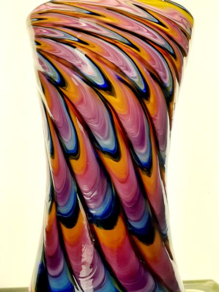 #01072608 Drinking glass Rainbow Tie-Die colors  6.5''HX3.5''W $90.00