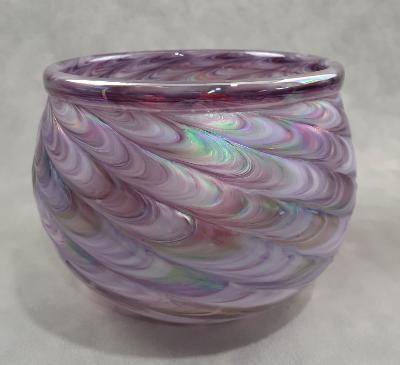 #10262625 Bowl purples feather twist Iridised 3.75''HX6.25''W $125.00