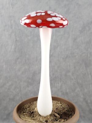 #04112412 LG mushroom with glass stake 13.5''Hx 6''W $100