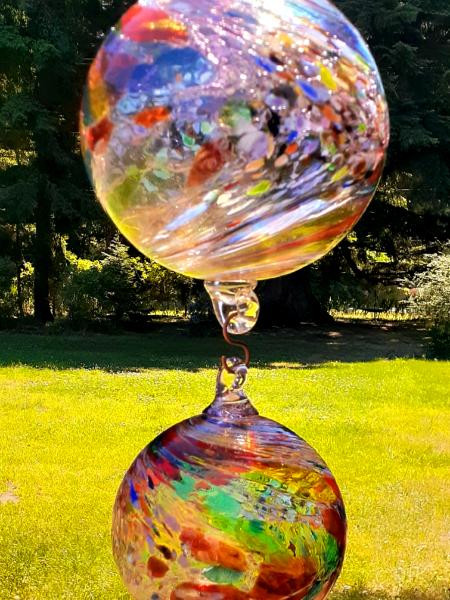 #07122507 Three Hanging Ball Sculpture Lg-6.75'' Med-5.5'' Sm-4'' 23'' Long  $180.00
