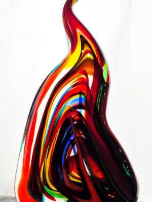 #05202601 solid sculpture rainbow flame 8.5''HX4.25''WX2.25''D $175.00
